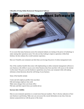 Restaurant Management Software In Dubai