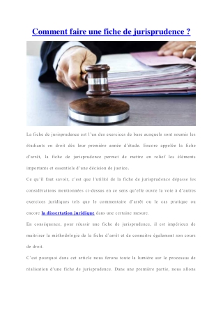 Faire une fiche de jurisprudence : les points essentiels