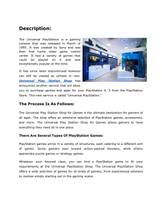 Universal Play Station Shop For Games