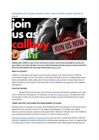 CREAMPING HOT CALLBOYS READY TO ROLL: HOW TO START CALLBOY SERVICE IN DELHI?