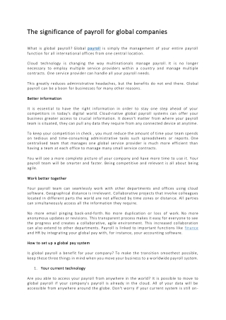 The significance of payroll for global companies[474]