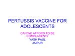PERTUSSIS VACCINE FOR ADOLESCENTS