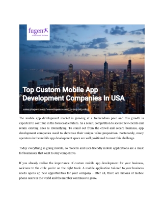 Top Custom Mobile App Development Companies In USA