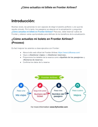 ¿Cómo actualizo mi billete en Frontier Airlines?