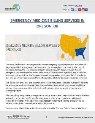 EMERGENCY MEDICINE BILLING SERVICES IN OREGON, OR