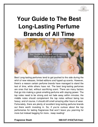 Your Guide to The Best Long-Lasting Perfume Brands of All Time