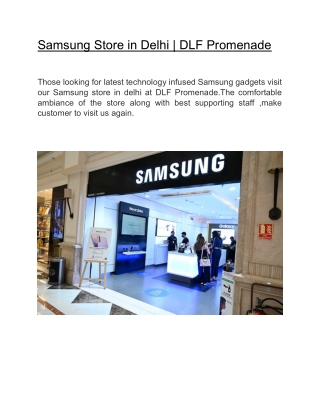 Samsung Store in Delhi  | DLF Promenade