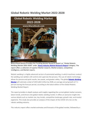 Global Robotic Welding Market 2022-2028