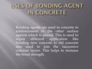 Uses of bonding agent in Concrete