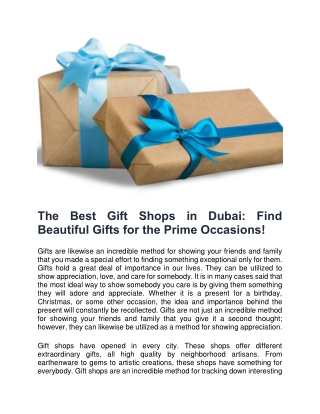 The Best Gift Shops in Dubai Find Beautiful Gifts For The Prime Occasions