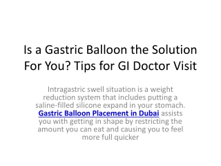 gastric baloon placement in dubai