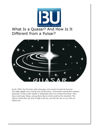 What Is a Quasar And How Is It Different from a Pulsar