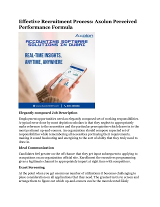 Effective Recruitment Process Axolon Perceived Performance Formula