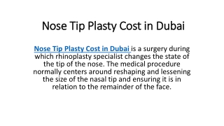 Nose Tip Plasty Cost in Dubai