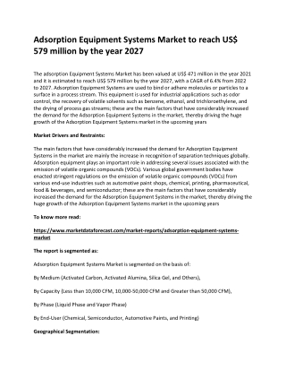 Adsorption Equipment Systems Market