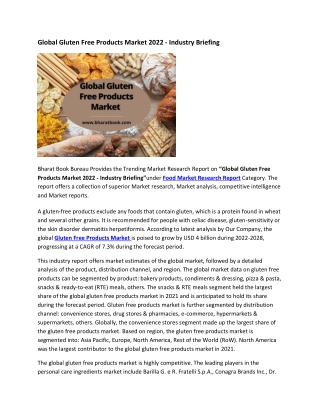 Global Gluten Free Products Market 2022 - Industry Briefing