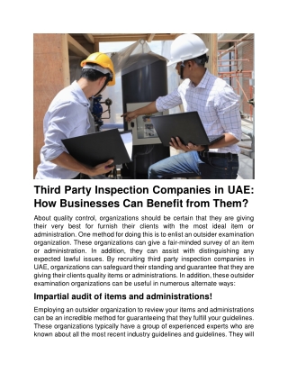 Third Party Inspection Companies in UAE How Businesses Can Benefit from Them