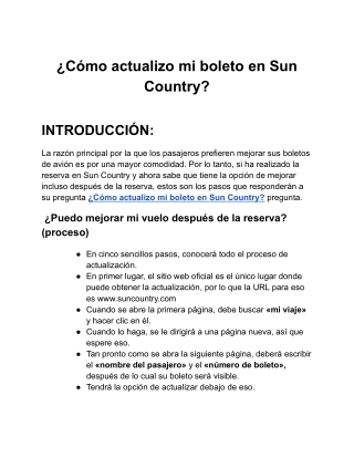 ¿Cómo actualizo mi boleto en Sun Country?