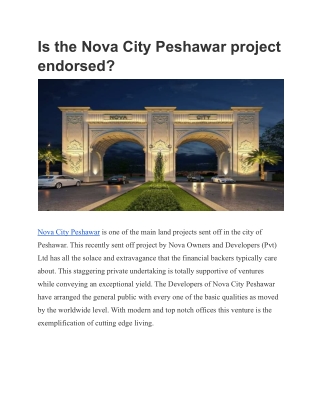Is the Nova City Peshawar project endorsed