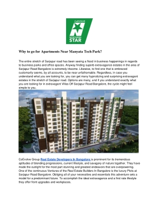 Why to go for Apartments Near Manyata Tech Park_