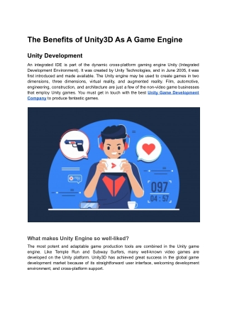 The Benefits of Unity3D As A Game Engine
