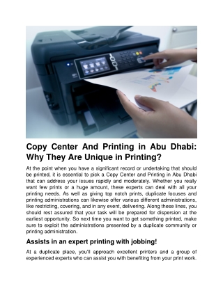 Copy Center And Printing in Abu Dhabi Why They Are Unique in Printing