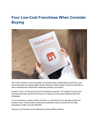 Don’t Ignore deals for Low-Cost Franchise If you made a mind set of buying