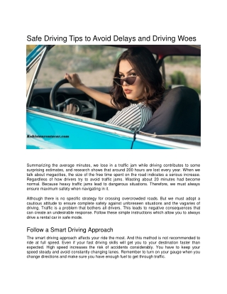 Safe Driving Tips to Avoid Delays and Driving Woes
