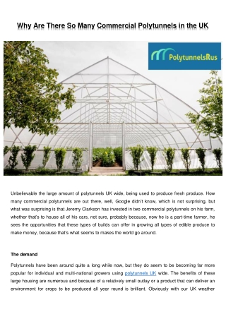 Why Are There So Many Commercial Polytunnels in the UK