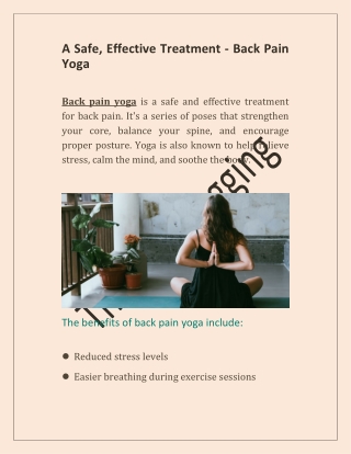 A Safe, Effective Treatment - Back Pain Yoga