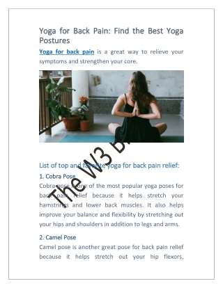 Yoga for Back Pain Find the Best Yoga Postures
