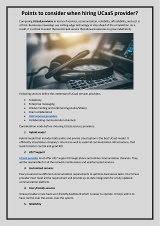 Points to consider when hiring UCaaS provider