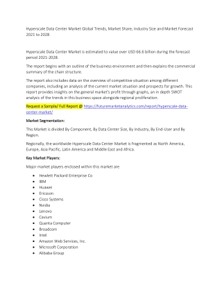 Hyperscale Data Center Market Trends, Market Share, Industry Size, Growth, and Market Forecast 2021 to 2028