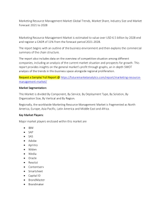 Marketing Resource Management Market Trends, Market Share, Industry Size, Growth, and Market Forecast 2021 to 2028