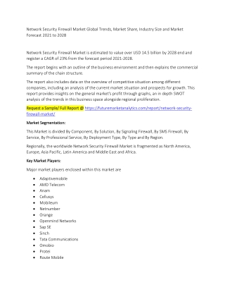 Network Security Firewall Market Trends, Market Share, Industry Size, Growth, and Market Forecast 2021 to 2028