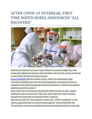 AFTER COVID-19 OUTBREAK, FIRST TIME NORTH KOREA ANNOUNCED “ALL RECOVERD”