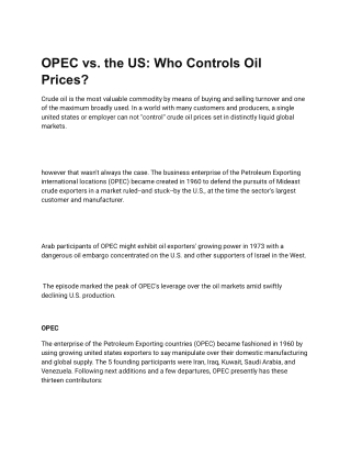 OPEC vs. the US_ Who Controls Oil Prices_