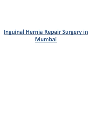 Inguinal Hernia Repair Surgery in Mumbai