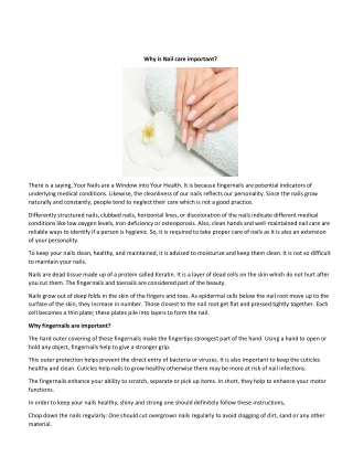 Why is Nail care important?