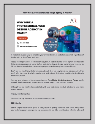 Why hire a professional web design agency in Miami