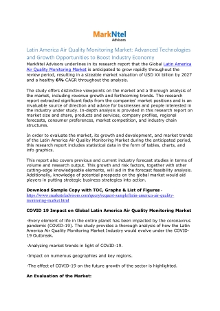 Latin America Air Quality Monitoring Market Research Report: Forecast (2022-27)