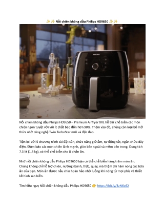 Noi chien khong dau Philips HD9650 – Premium Airfryer XXL