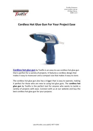 Cordless Hot Glue Gun For Your Project Ease