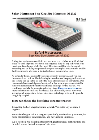 Safari Mattresses Best King-Size Mattresses of 2022