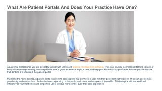 What Are Patient Portals And Does Your Practice Have One?