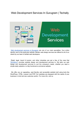 web development services in Gurugram _ Techally