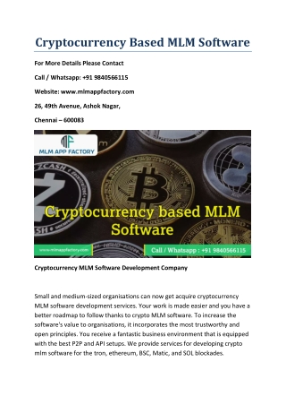 Cryptocurrency Based MLM Software