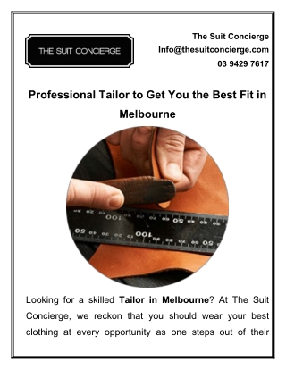 Professional Tailor to Get You the Best Fit in Melbourne