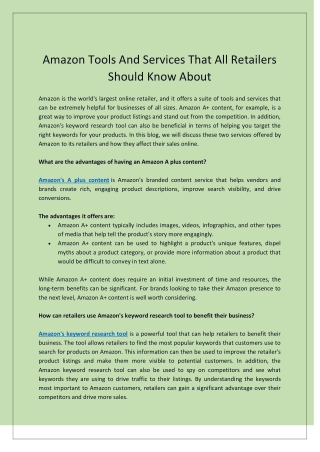 Amazon Tools And Services That All Retailers Should Know About