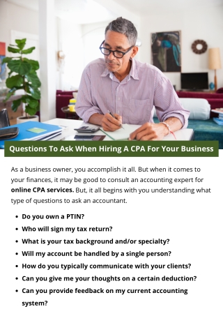 Questions To Ask When Hiring A CPA For Your Business